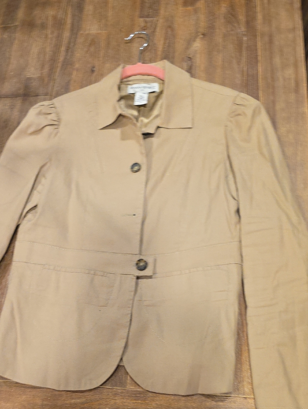 Banana Republic Beige Tailored Jacket with Pleated Shoulders
